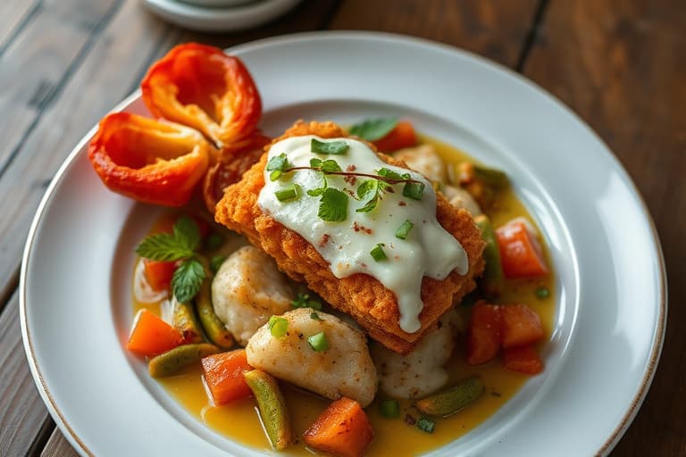 Friterte oster med skalottløk-dressing (Queso Frito Aliñado con Salsa de Escalona)