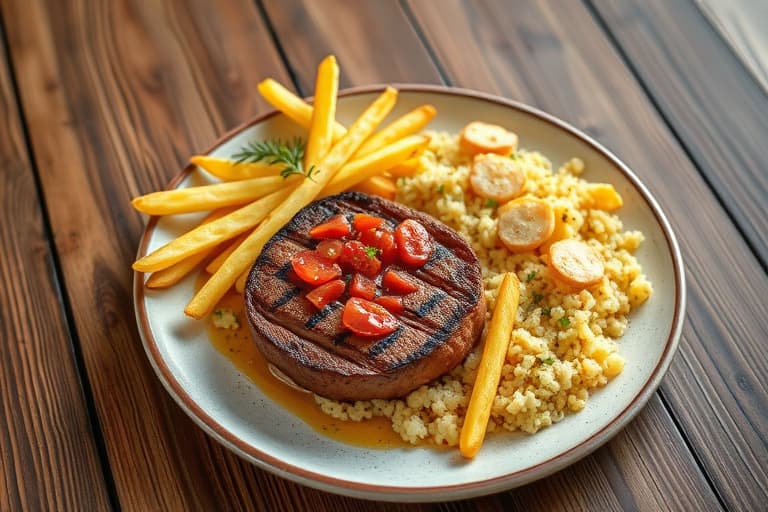 Grillede kalkunburgere à la Rockville med ferske pommes frites og hagecouscous