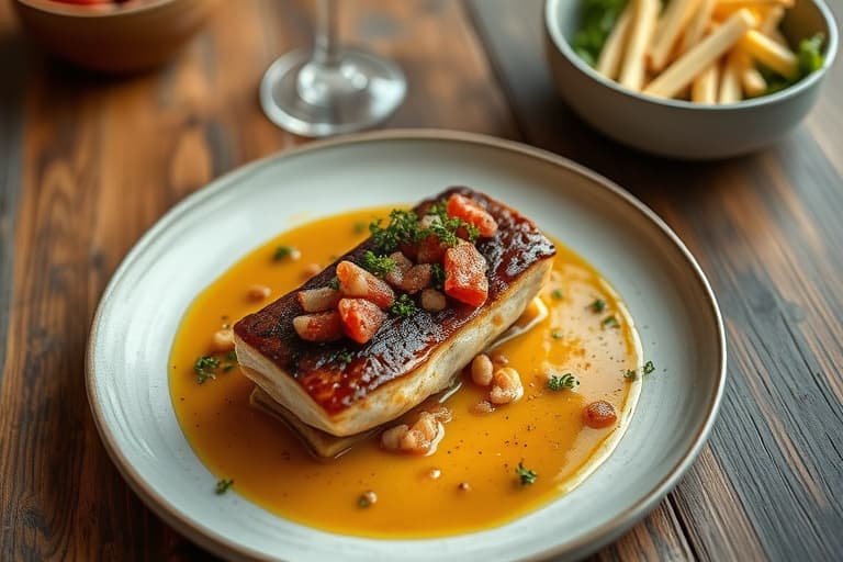 Fårikålfilet med maisbrødpuré og smørbønner Chow Chow