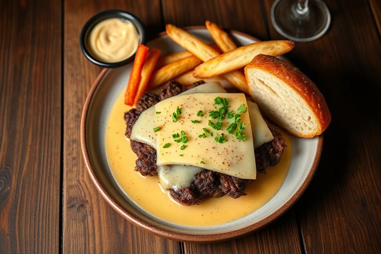 Philly Cheese Steak med røkt Gruyère-saus