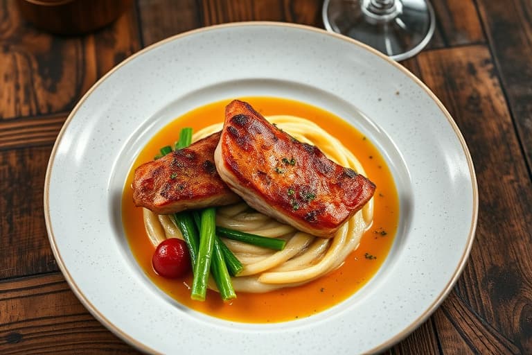 Stekt laks med rødbeterisotto, sautert spinat, ville sopp og en mikrogrønnsalat av rødbeter og gulrøtter med gulrotssaus