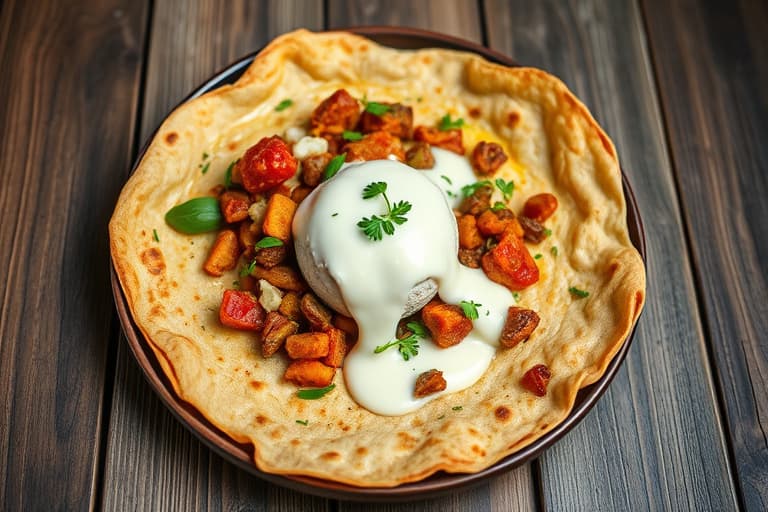 Runde 2-oppskrift – Pita med masse fyll og krydret yoghurtsaus