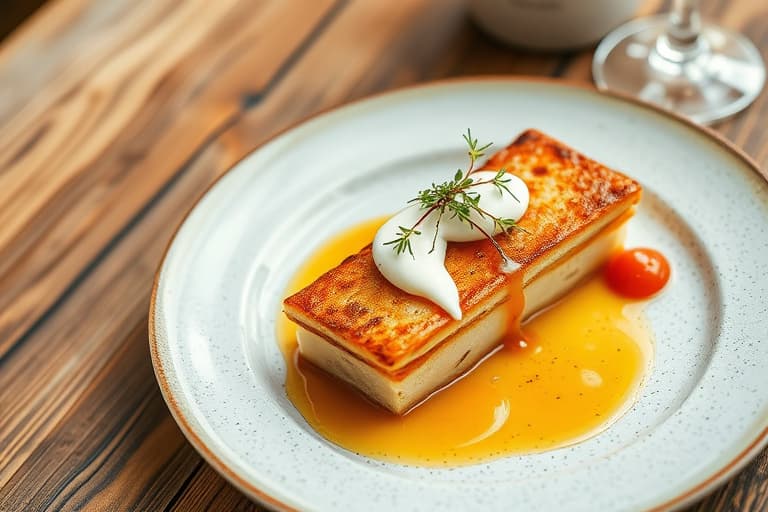 Hasselnøttfinancier med plommekompott og crème fraîche