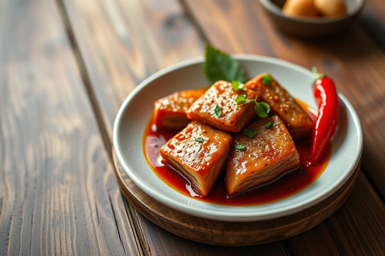 Røde chiliporkkoteletter, Cervantes-stil: Chuletas de Cerdo en Chile Rojo, Estilo Cervantes