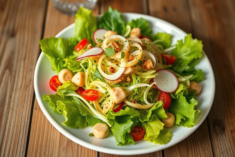 Høstfruktsalat med frisée og panettonekrutonger