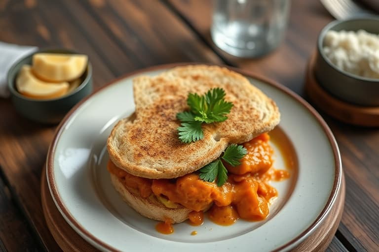 Sprø curry-kotelettsandwiches på naanbrød