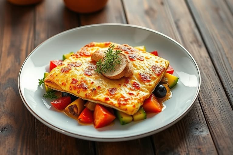 Kremost- og vårløk-omelett