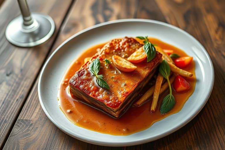 Pannebakt hjort med krydret tranebær- og kanelmeksikansk saus