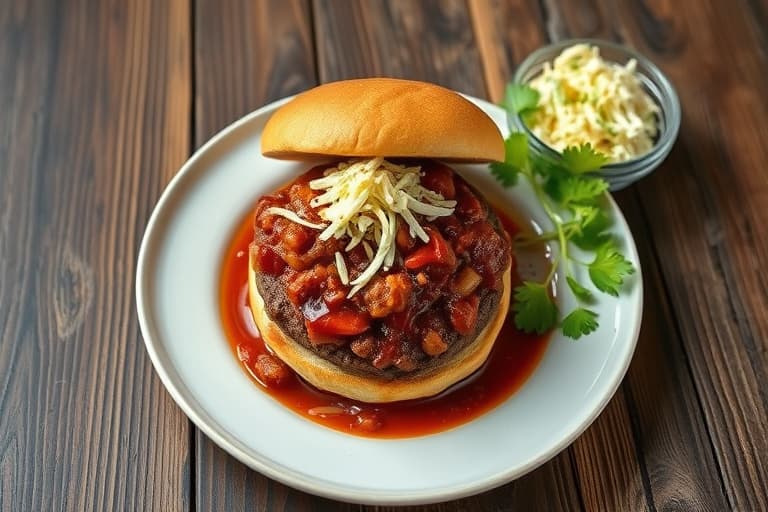 Brooklyn Chili Burgere med røykfylt barbecue-saus, servert med olje- og eddikbasert coleslaw