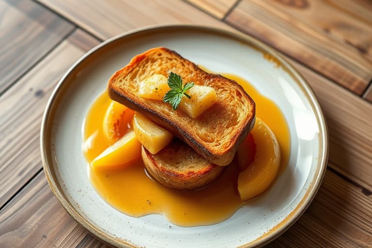 En enkel blåbær- og kremfrokostsmørbrød med fransk toast og appelsin- lønnesirup
