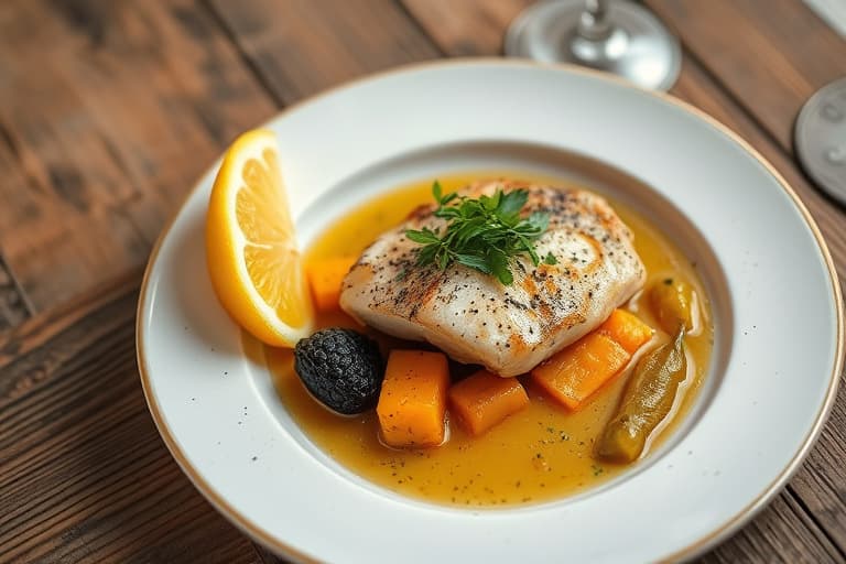 Enkel ovnsbakt fiskepakke med sitron- og kaperssaus