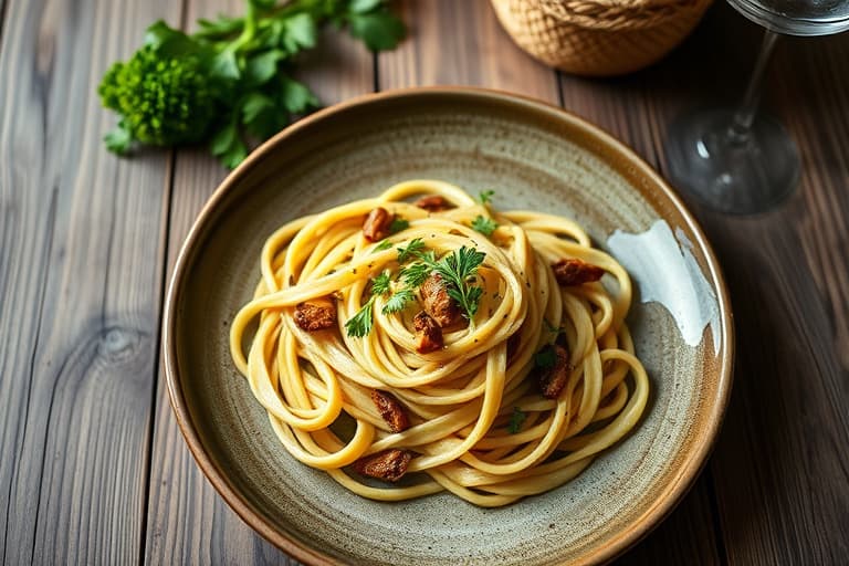 Hvitløksstengelpesto med spinatlinguine