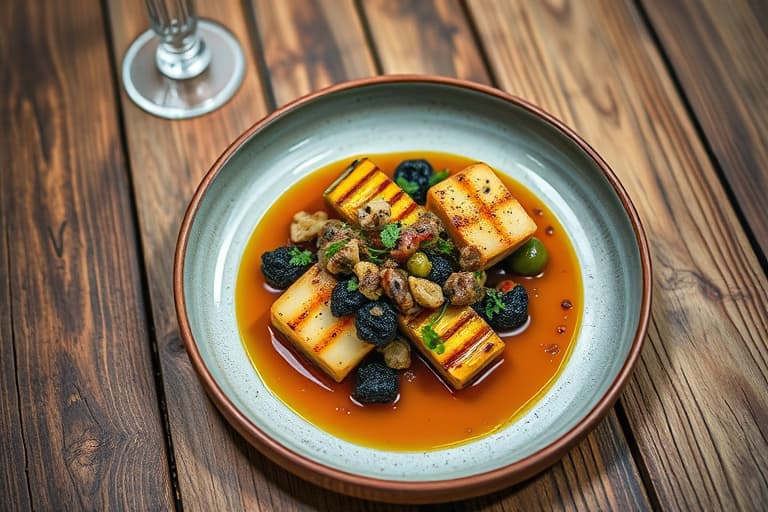 Ristede portabellaputer med blåmuggost