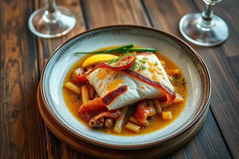 Grillet fisk og baconruller