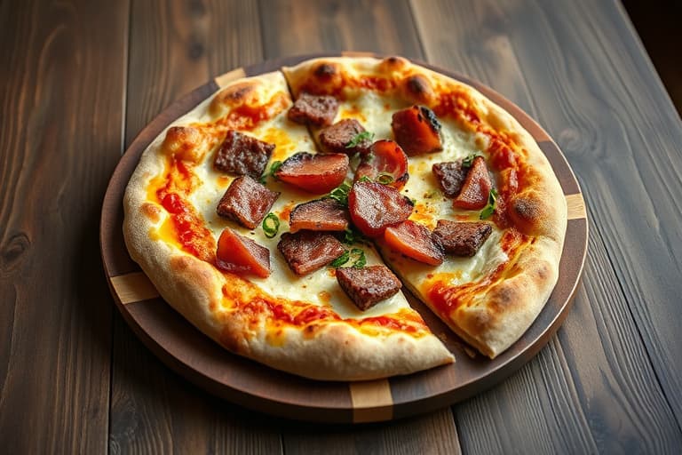 Bacon- og osteburger-pizza med opp-ned-tilberedning