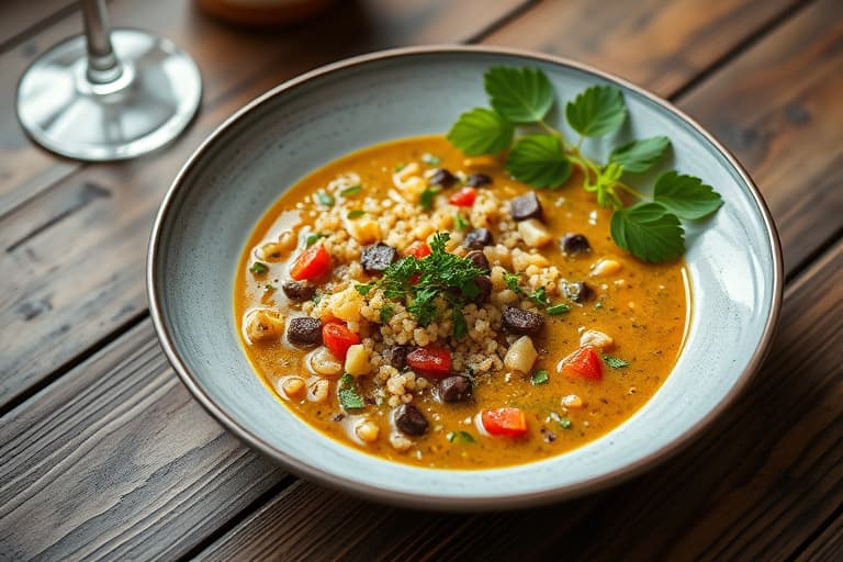 Kremet quinoa- og grønnsakssuppe