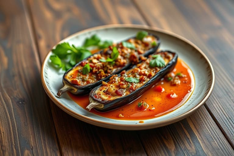 Indisk fylt aubergine