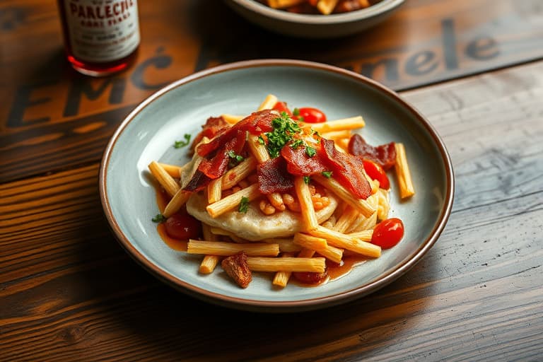 Stekt ris med bacon og Sriracha