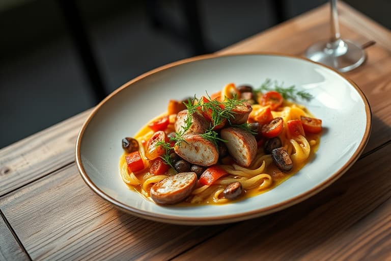 Asiatisk biff- og nudelskål