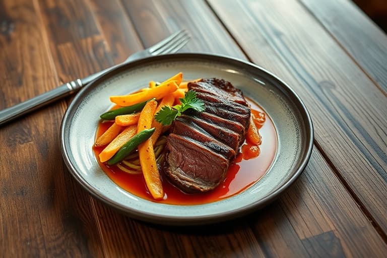 Churrasco (stekt indrefilet av storfe) med paprika og løk