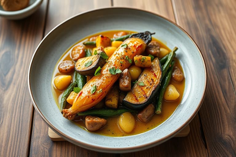 Grønn karri med søtpotet og aubergine (eggplante)