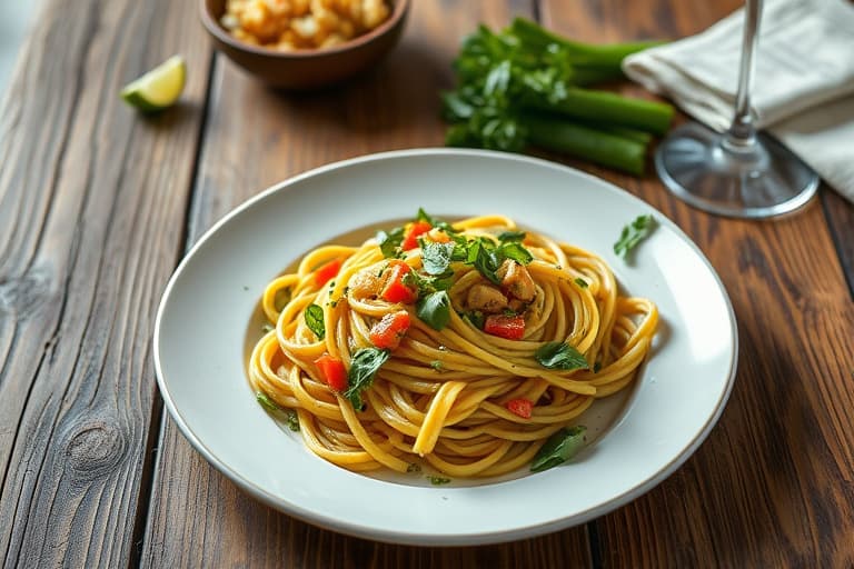 Ertestuing og pesto-pasta Primavera