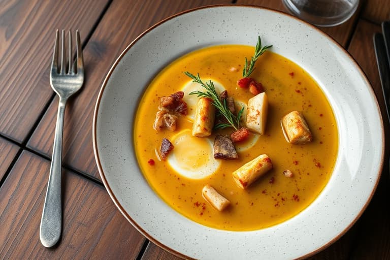 Kremet kylling- og eggnøttesuppe