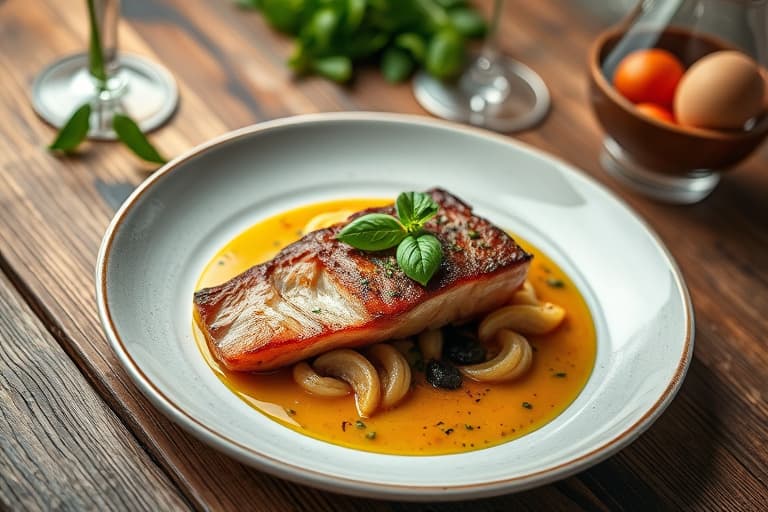 Stekt laks med basilikum- og sitrontymian skorpe