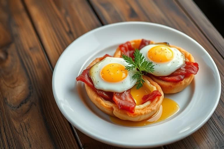 Baconskiver, eggeformer og eggkopper