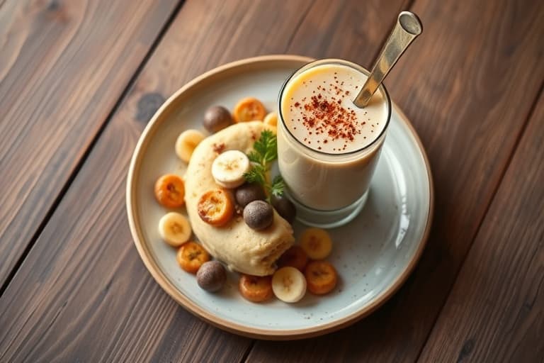 Havregrøt, peanøttsmør og banansmoothie