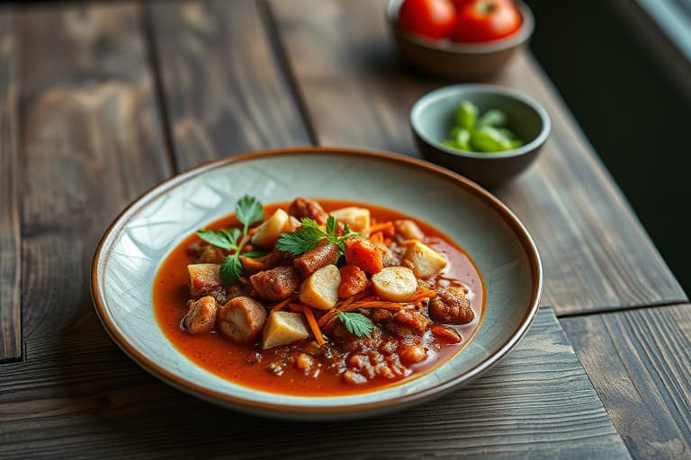 Pozole Rojo (mexikansk svinekjøtt- og hominystuing)