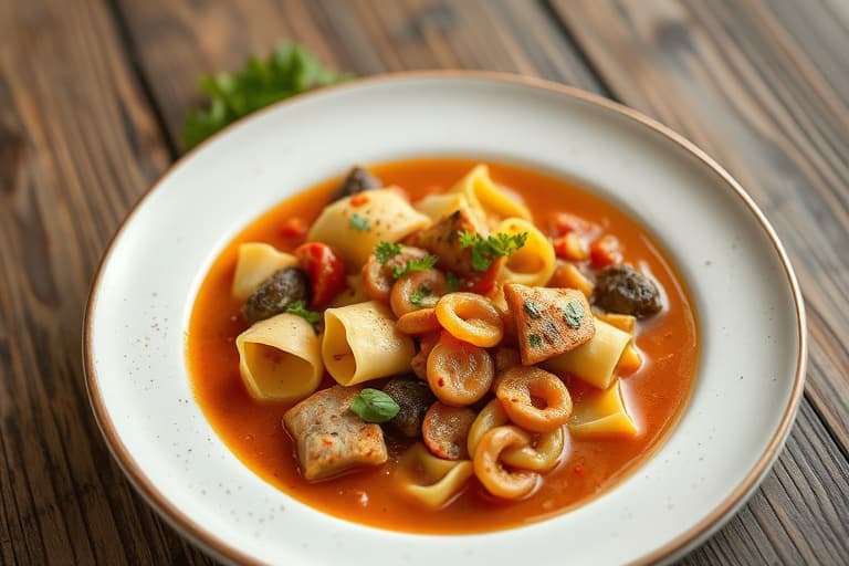 Kraftig kjøttsuppe med lasagnenudler