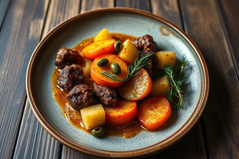 Reker og rispakker med oliven og appelsiner