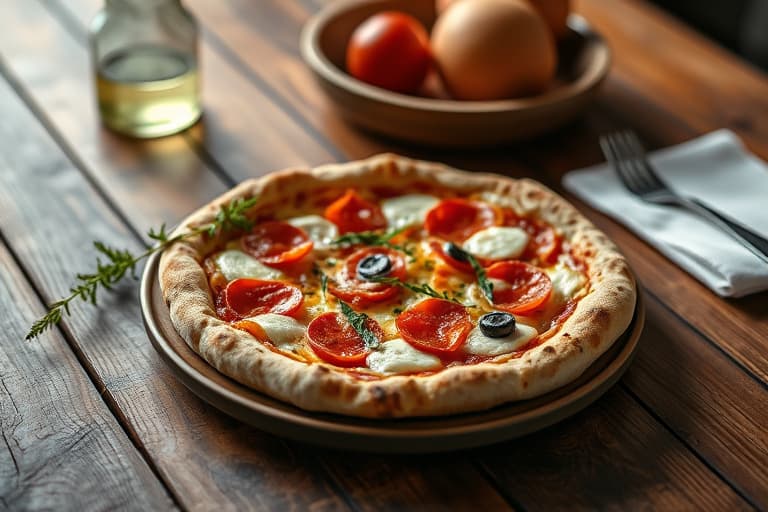 Hvit pizza med brokkoli