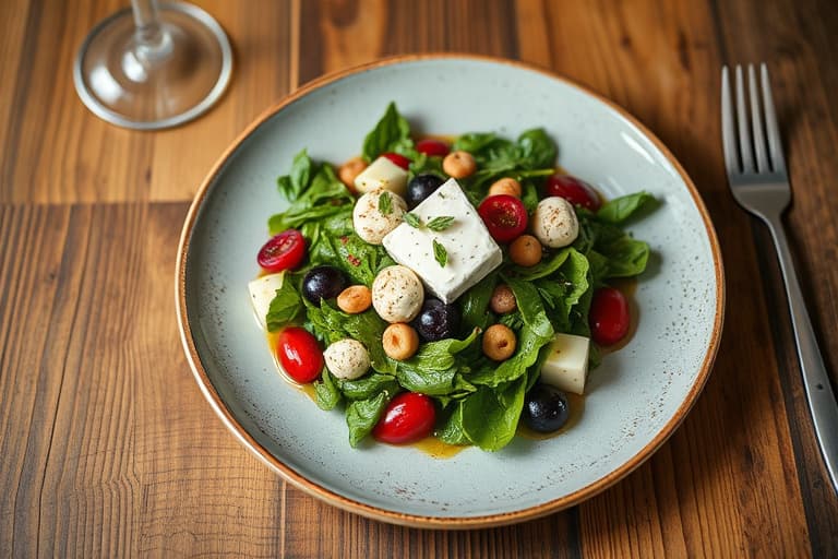 Grønn eplesalat med blåbær, fetaost og valnøtter