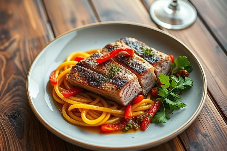 Honning- og rød pepper-glassert bakribbe