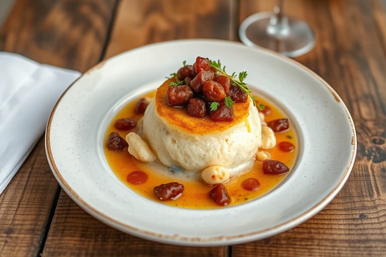 Eikenøttkål med ris og ruccolasalat fylt.