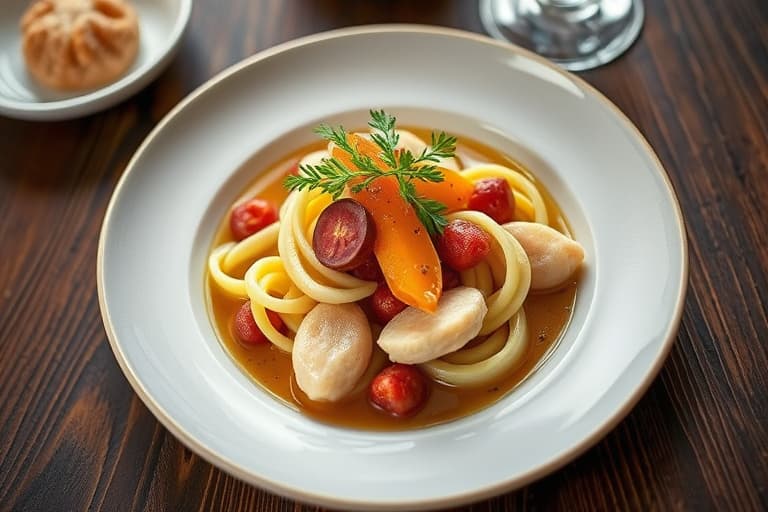 Hvitløk- og urtemedaljonger av svinekjøtt med epler