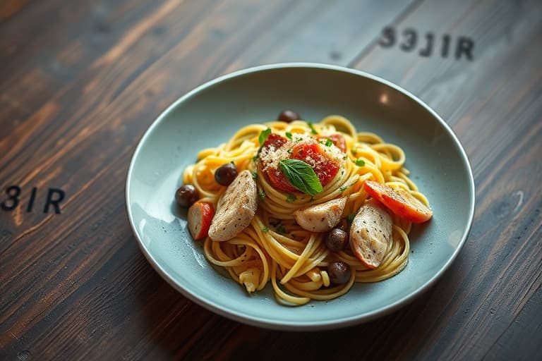 Krydret kald kyllingsalat med pasta