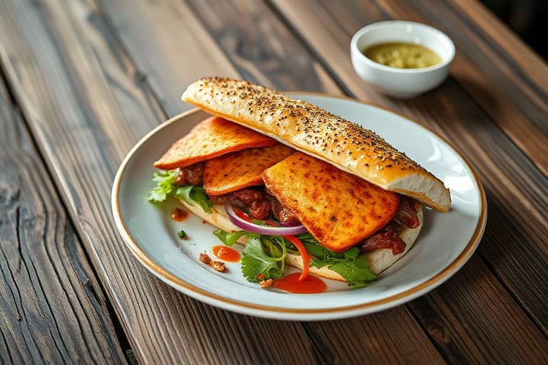 Fint arabisk kyllingshawarma-sandwich