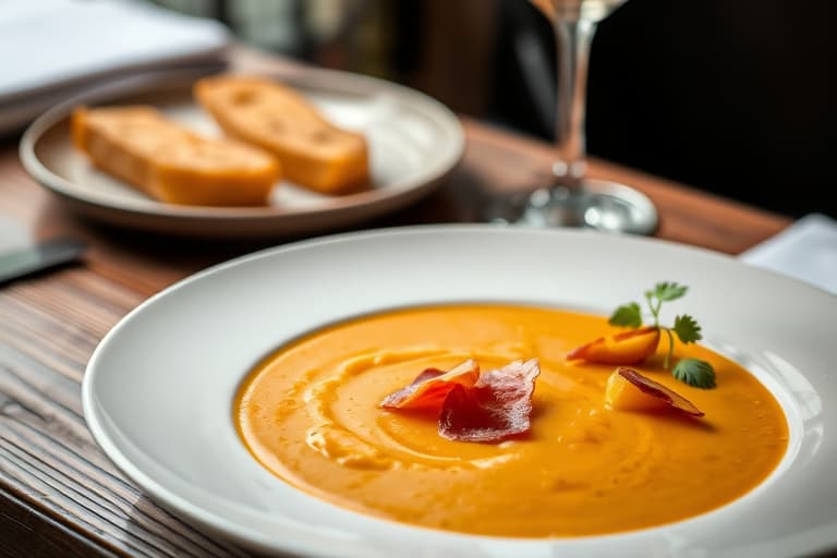 Butternut squash-suppe med sprø prosciutto