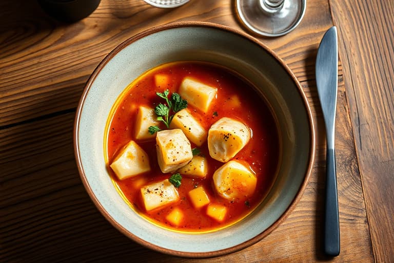 Rask Manhattan-sjømatssuppe med kamskjell