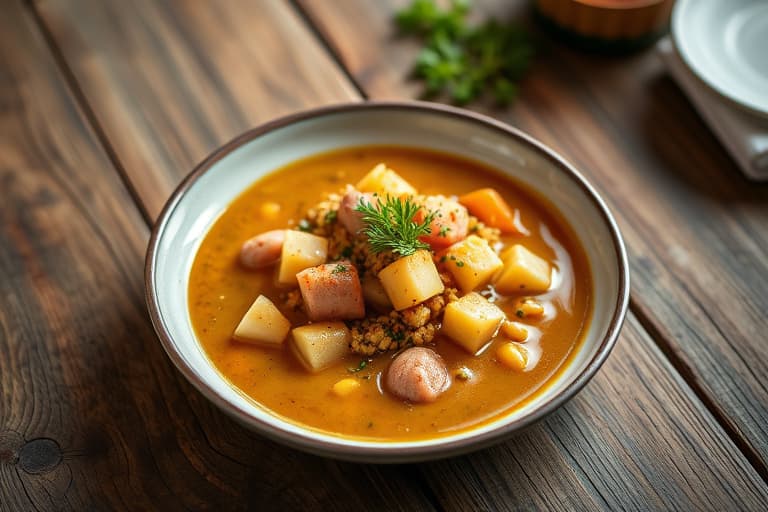 Krydret kylling- og hominy-meksikansk suppe