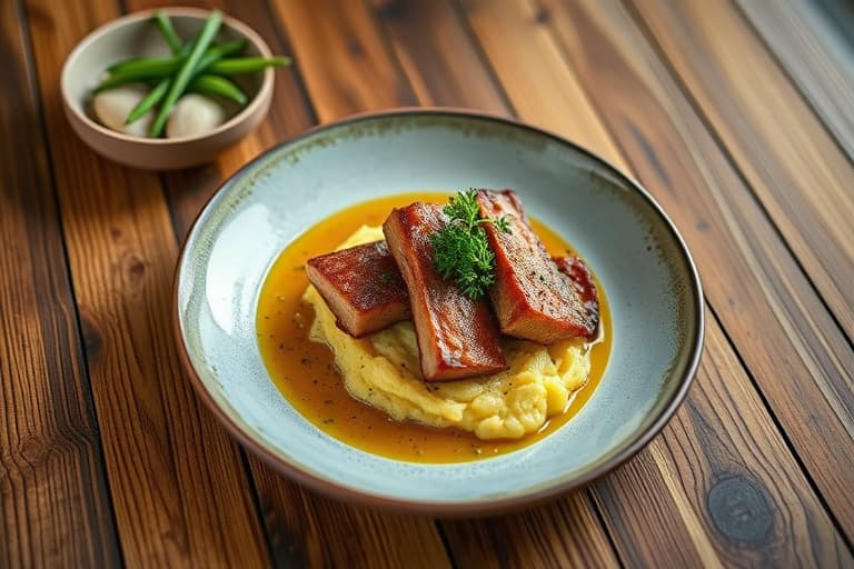 Svinekjaker med eplesennepssaus og colcannon