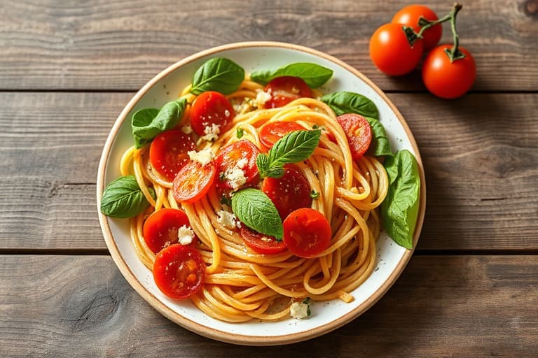 Pepperoni, pizza, pasta, salat