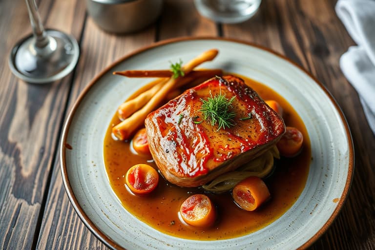 Stekt lammeskank med bønner