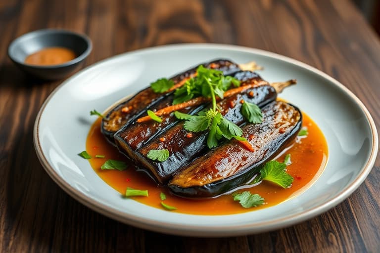 Vietnamese eggplant med krydret saus