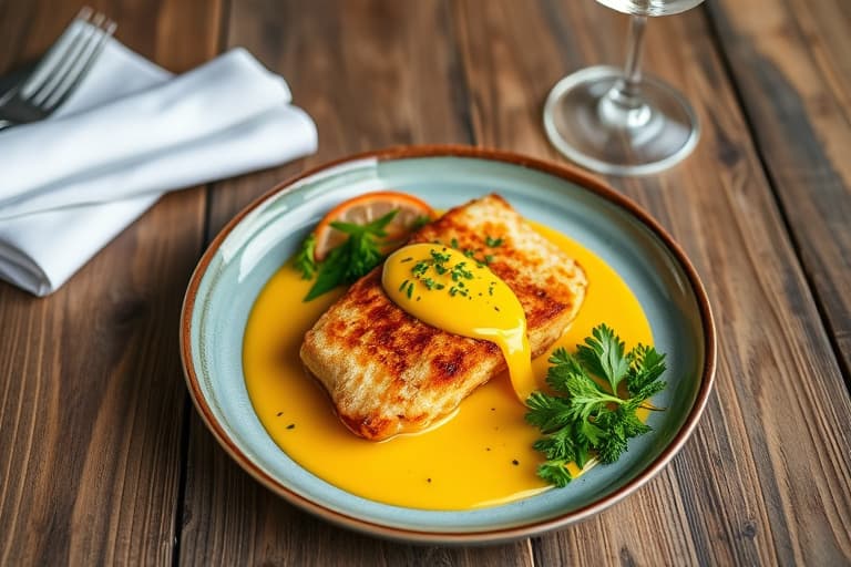 Kyllingschnitzel med mangokremsaus