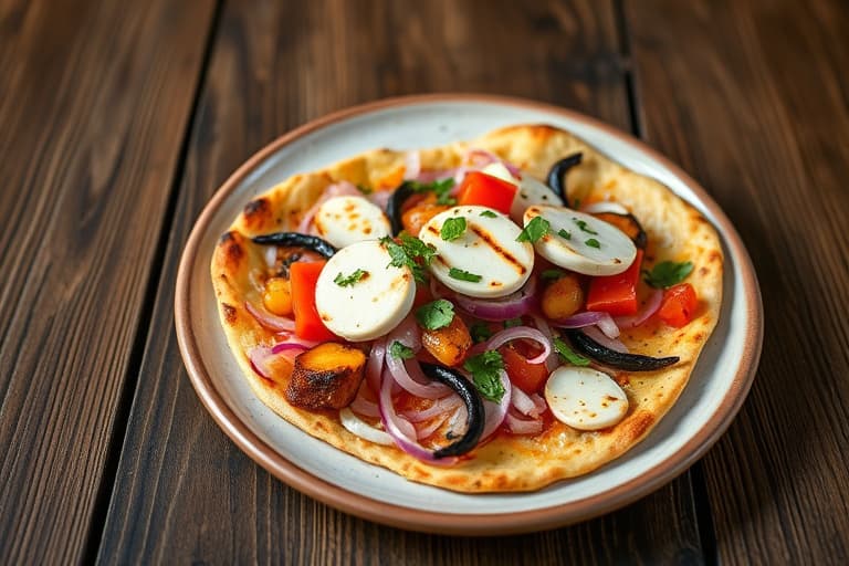 Taco-pizza med grillet halloumi