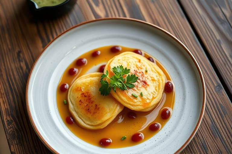 Yam Blinis med brunt sukker- og ingefærsauce